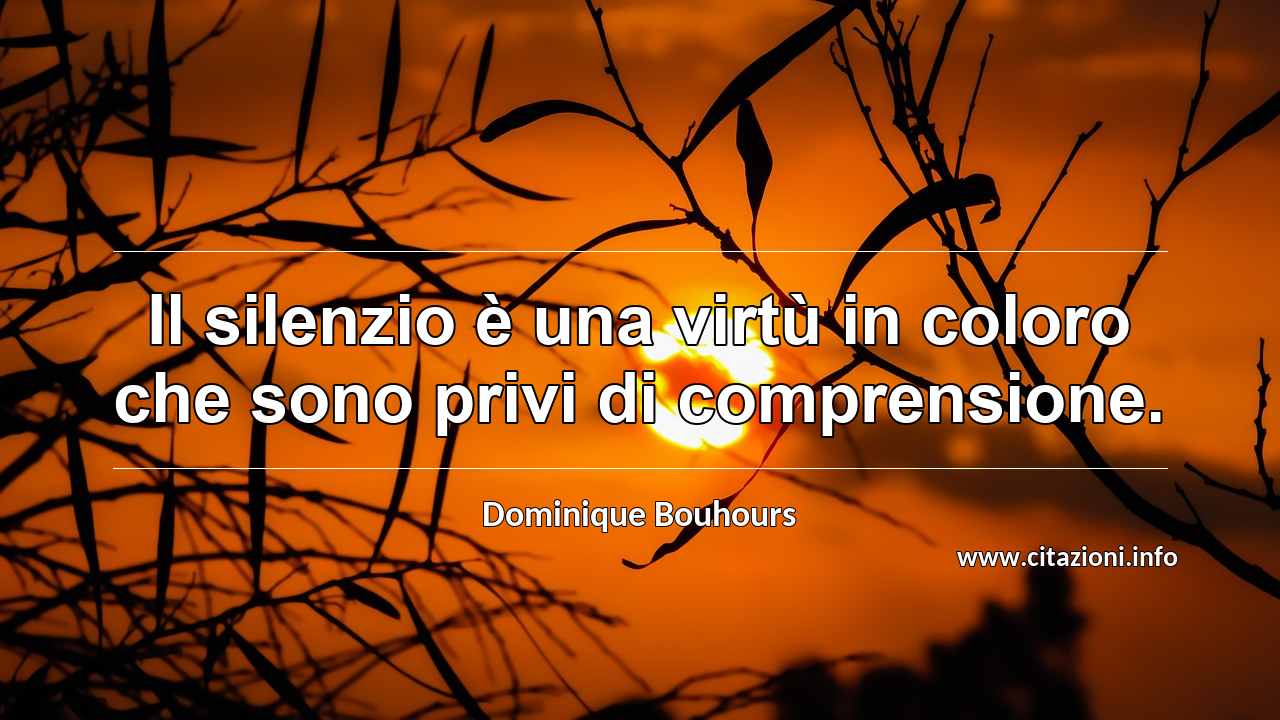 “Il silenzio è una virtù in coloro che sono privi di comprensione.”