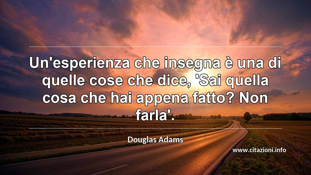 “Un'esperienza che insegna è una di quelle cose che dice, 'Sai quella cosa che hai appena fatto? Non farla'.”