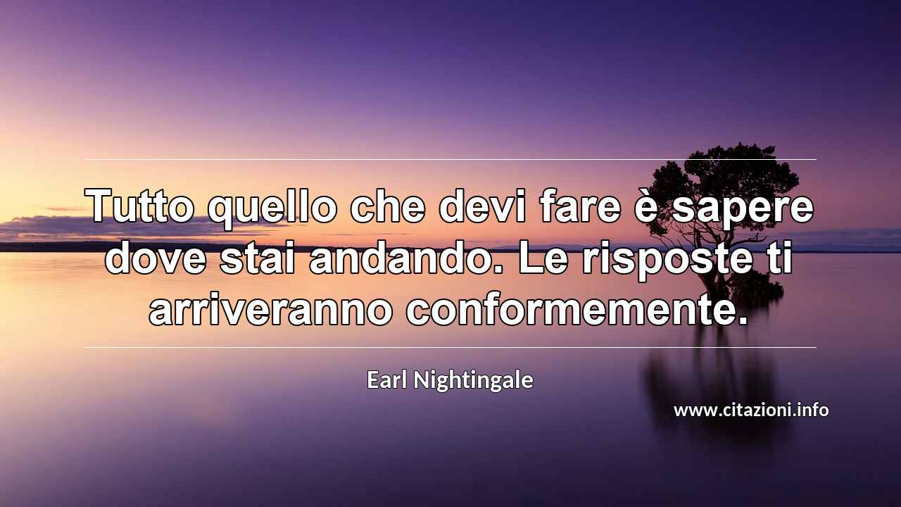 “Tutto quello che devi fare è sapere dove stai andando. Le risposte ti arriveranno conformemente.”