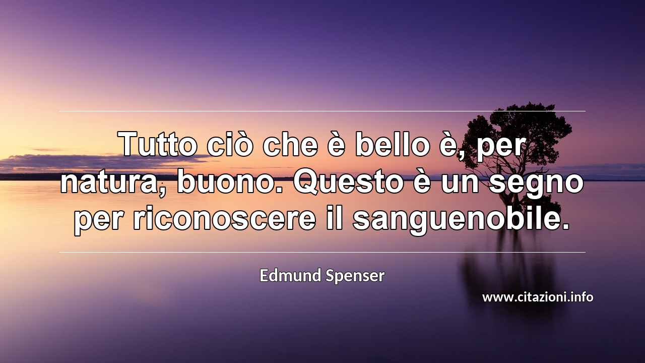 “Tutto ciò che è bello è, per natura, buono. Questo è un segno per riconoscere il sanguenobile.”