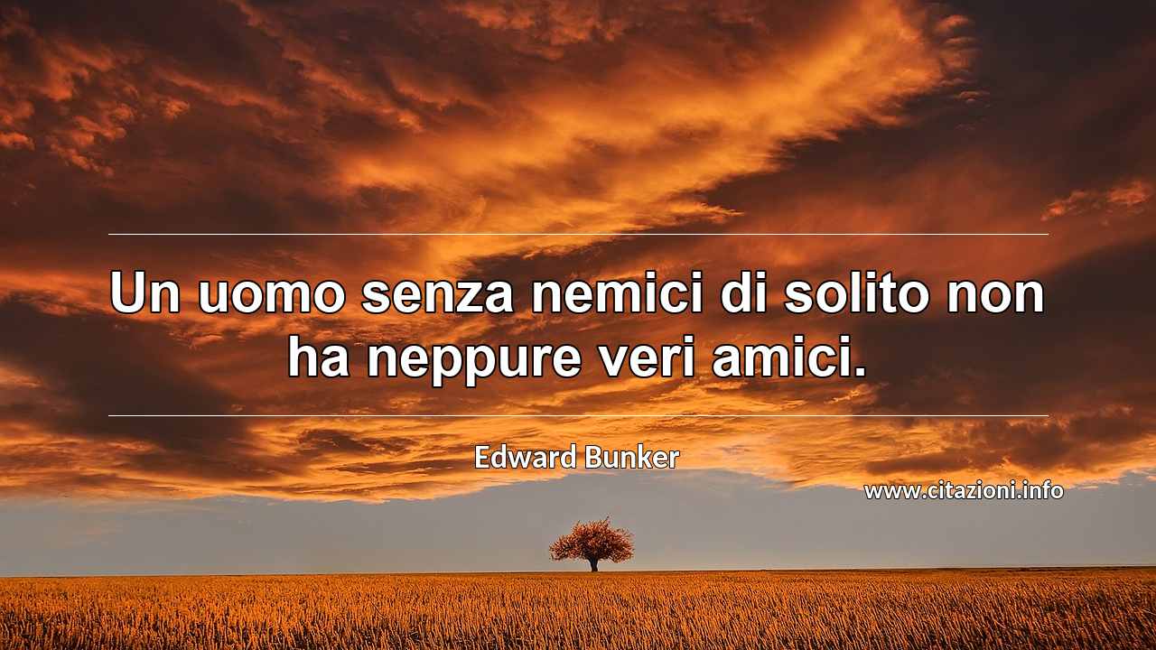 “Un uomo senza nemici di solito non ha neppure veri amici.”
