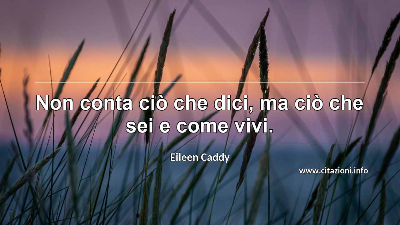“Non conta ciò che dici, ma ciò che sei e come vivi.”