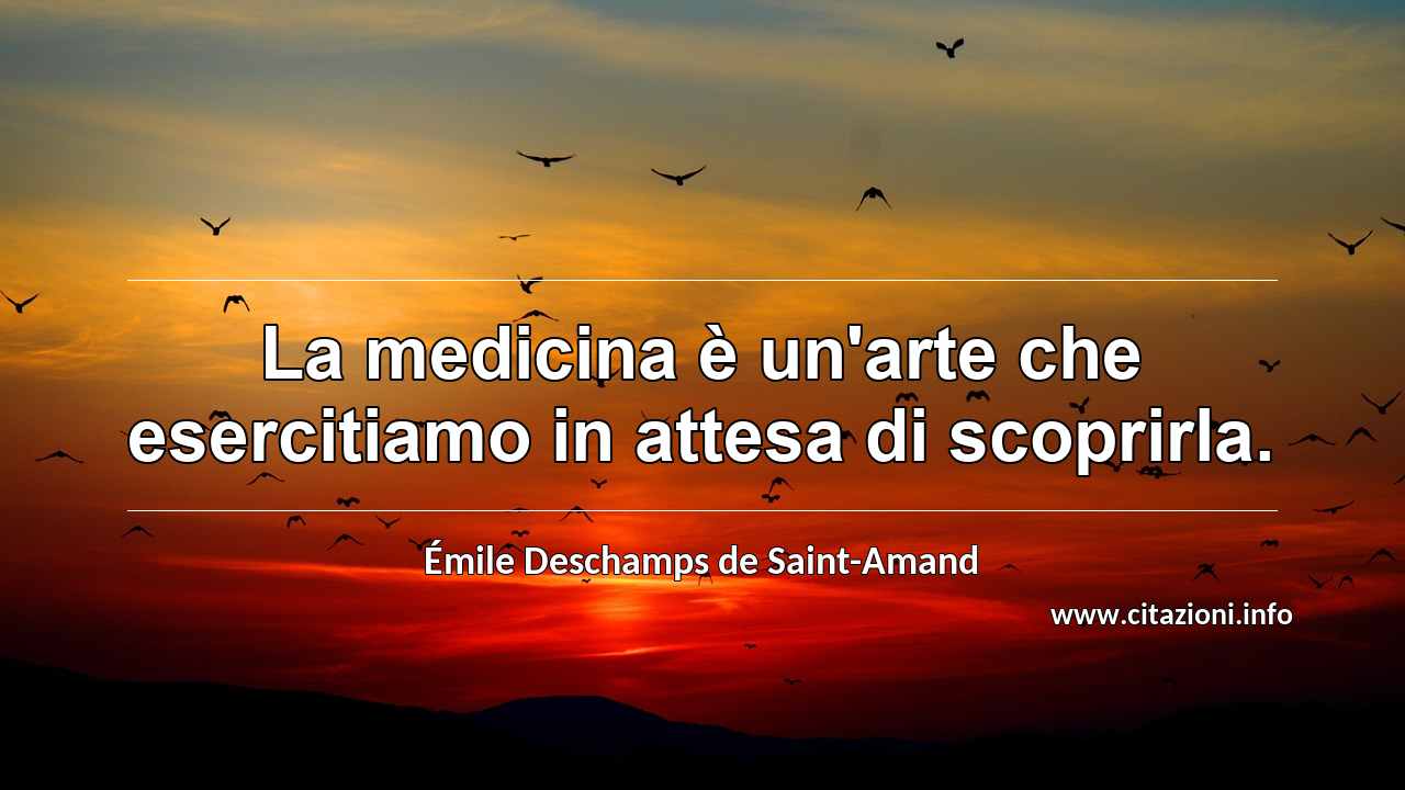 “La medicina è un'arte che esercitiamo in attesa di scoprirla.”