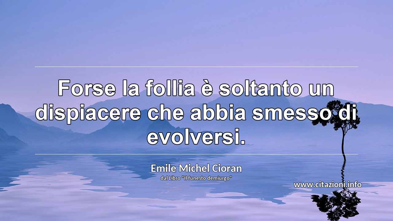 “Forse la follia è soltanto un dispiacere che abbia smesso di evolversi.”
