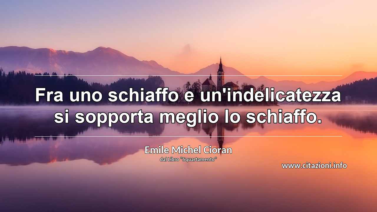 “Fra uno schiaffo e un'indelicatezza si sopporta meglio lo schiaffo.”