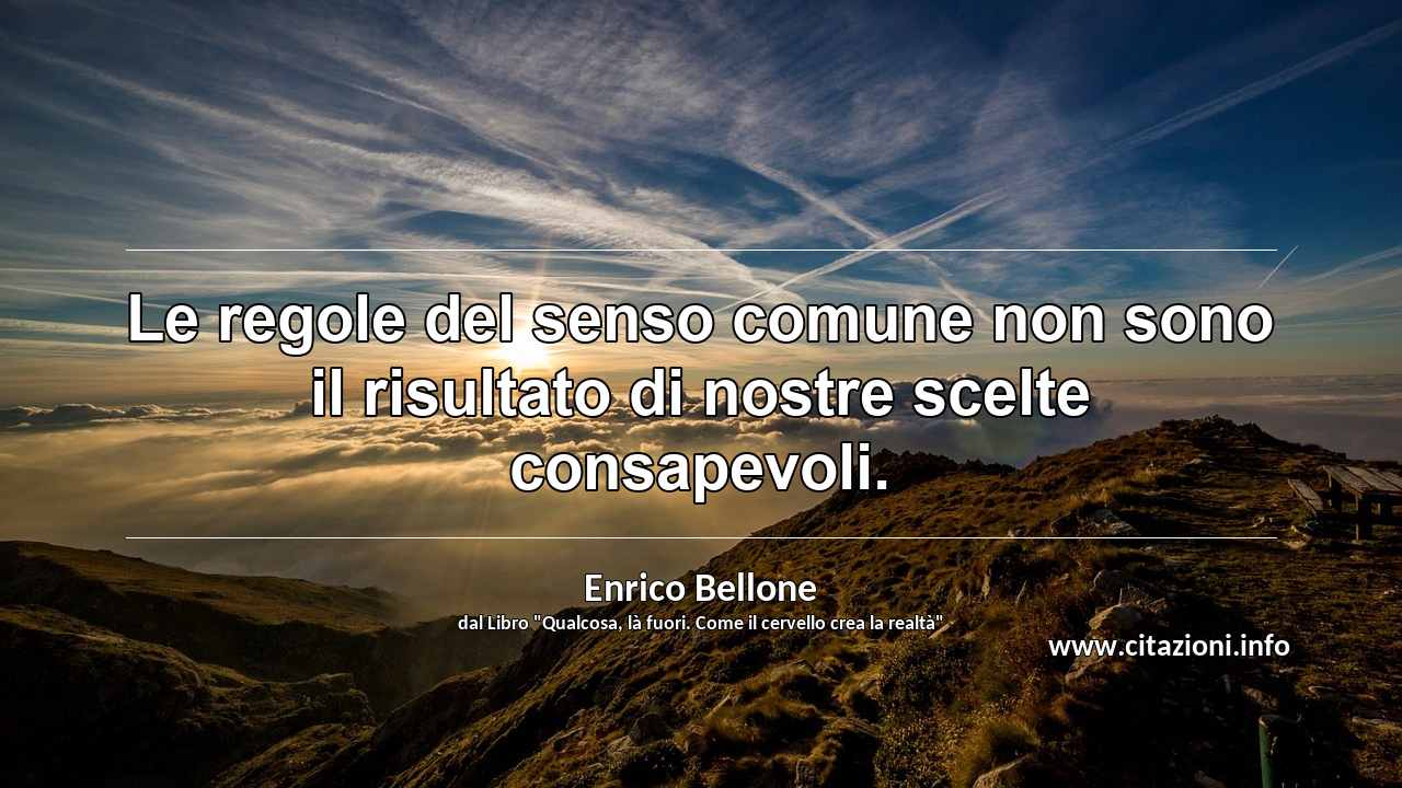 “Le regole del senso comune non sono il risultato di nostre scelte consapevoli.”