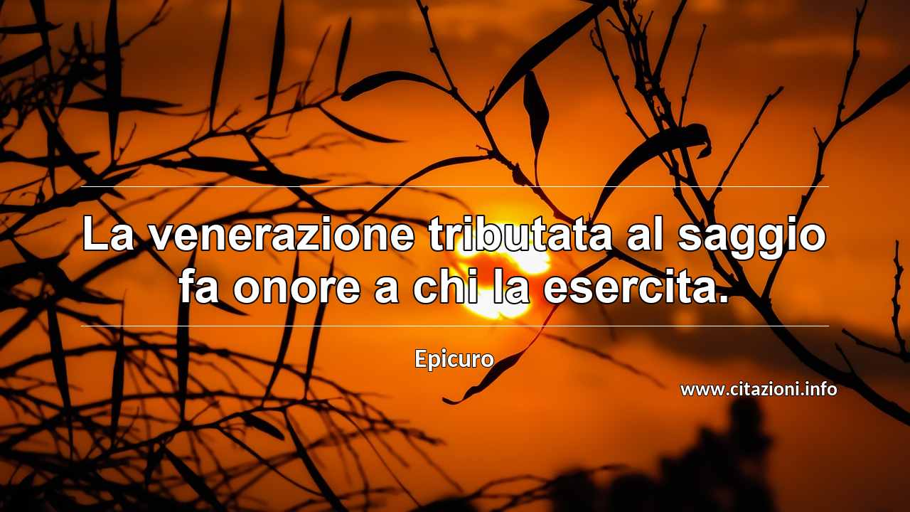 “La venerazione tributata al saggio fa onore a chi la esercita.”