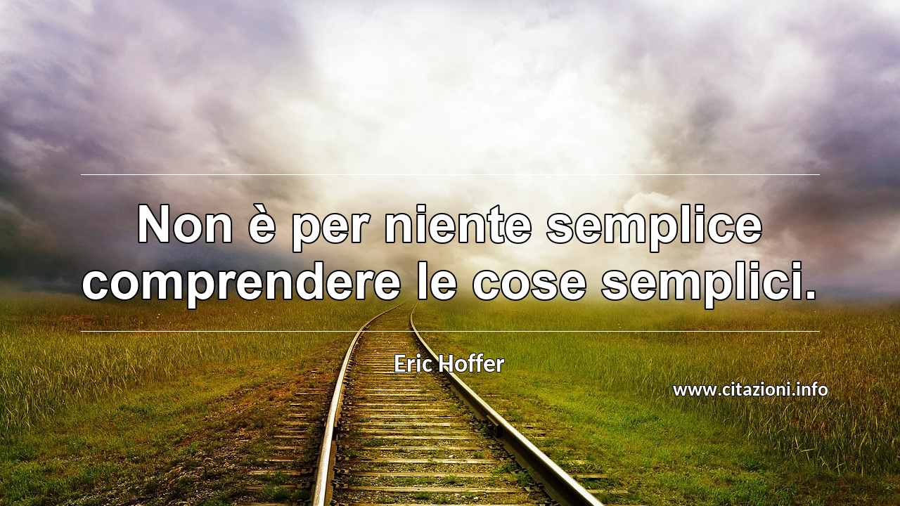 “Non è per niente semplice comprendere le cose semplici.”