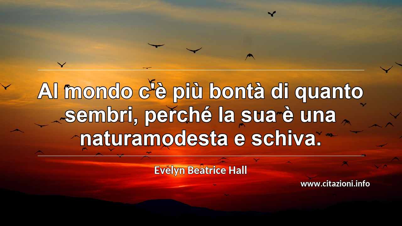 “Al mondo c'è più bontà di quanto sembri, perché la sua è una naturamodesta e schiva.”