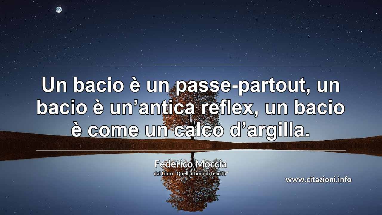 “Un bacio è un passe-partout, un bacio è un’antica reflex, un bacio è come un calco d’argilla.”