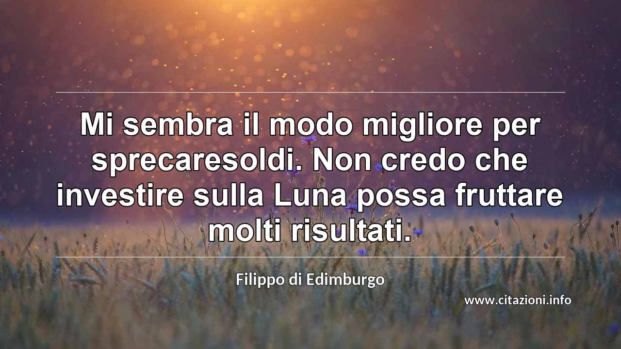 “Mi sembra il modo migliore per sprecaresoldi. Non credo che investire sulla Luna possa fruttare molti risultati.”