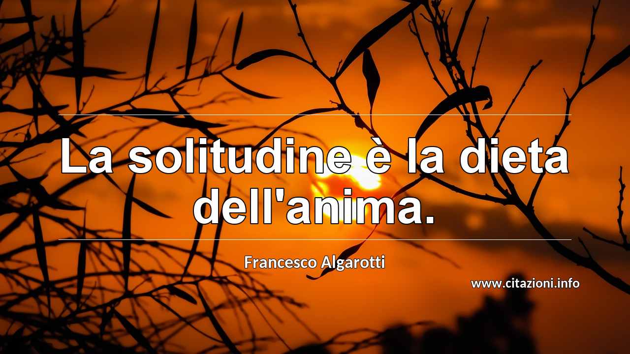 “La solitudine è la dieta dell'anima.”