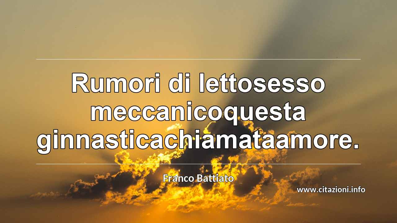“Rumori di lettosesso meccanicoquesta ginnasticachiamataamore.”