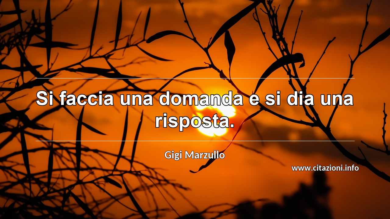 “Si faccia una domanda e si dia una risposta.”