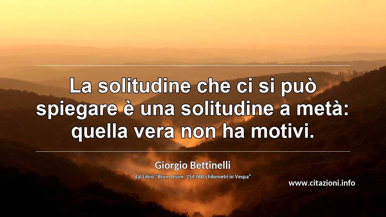 “La solitudine che ci si può spiegare è una solitudine a metà: quella vera non ha motivi.”