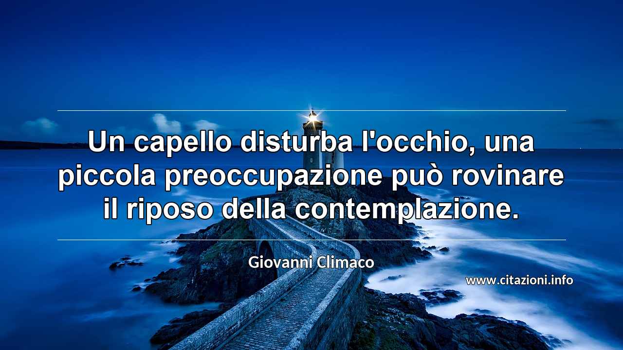 “Un capello disturba l'occhio, una piccola preoccupazione può rovinare il riposo della contemplazione.”