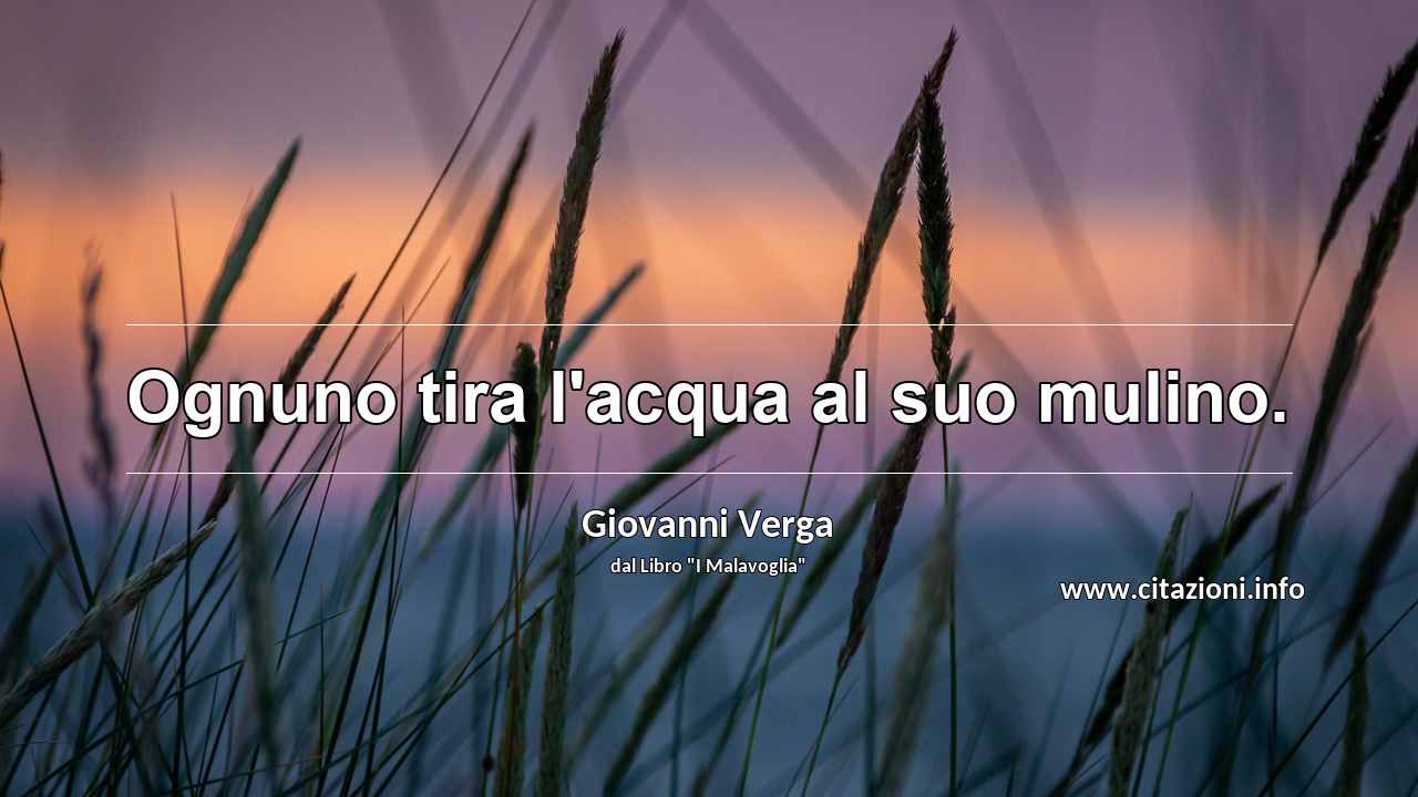 “Ognuno tira l'acqua al suo mulino.”