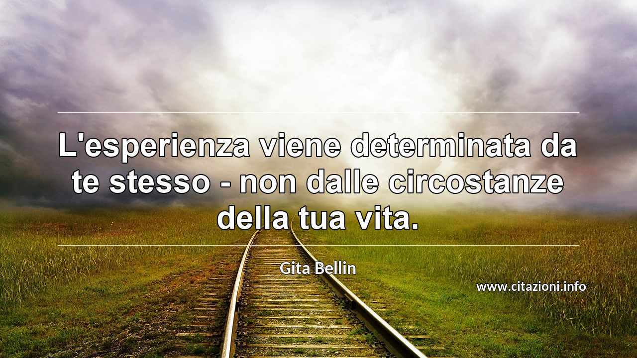 “L'esperienza viene determinata da te stesso - non dalle circostanze della tua vita.”