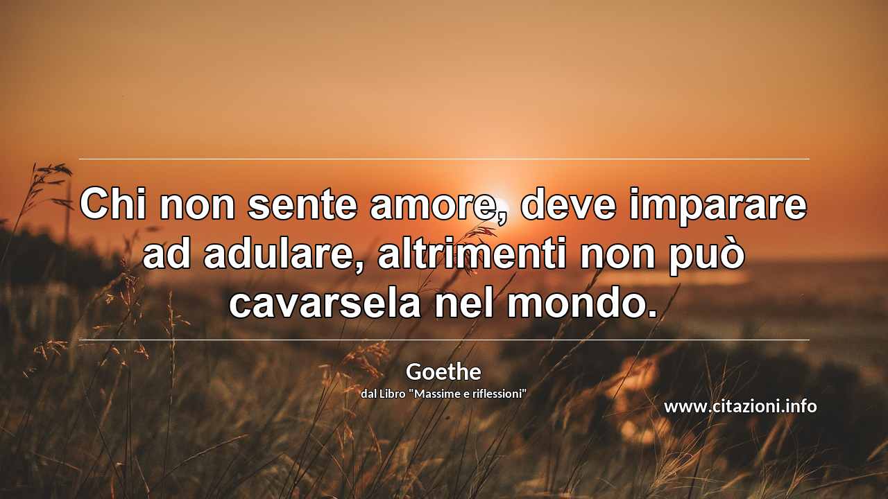 “Chi non sente amore, deve imparare ad adulare, altrimenti non può cavarsela nel mondo.”