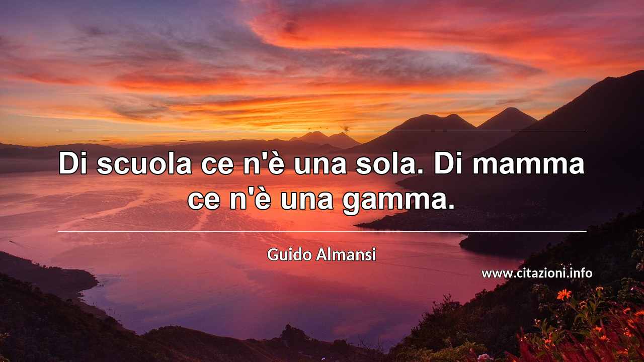 “Di scuola ce n'è una sola. Di mamma ce n'è una gamma.”