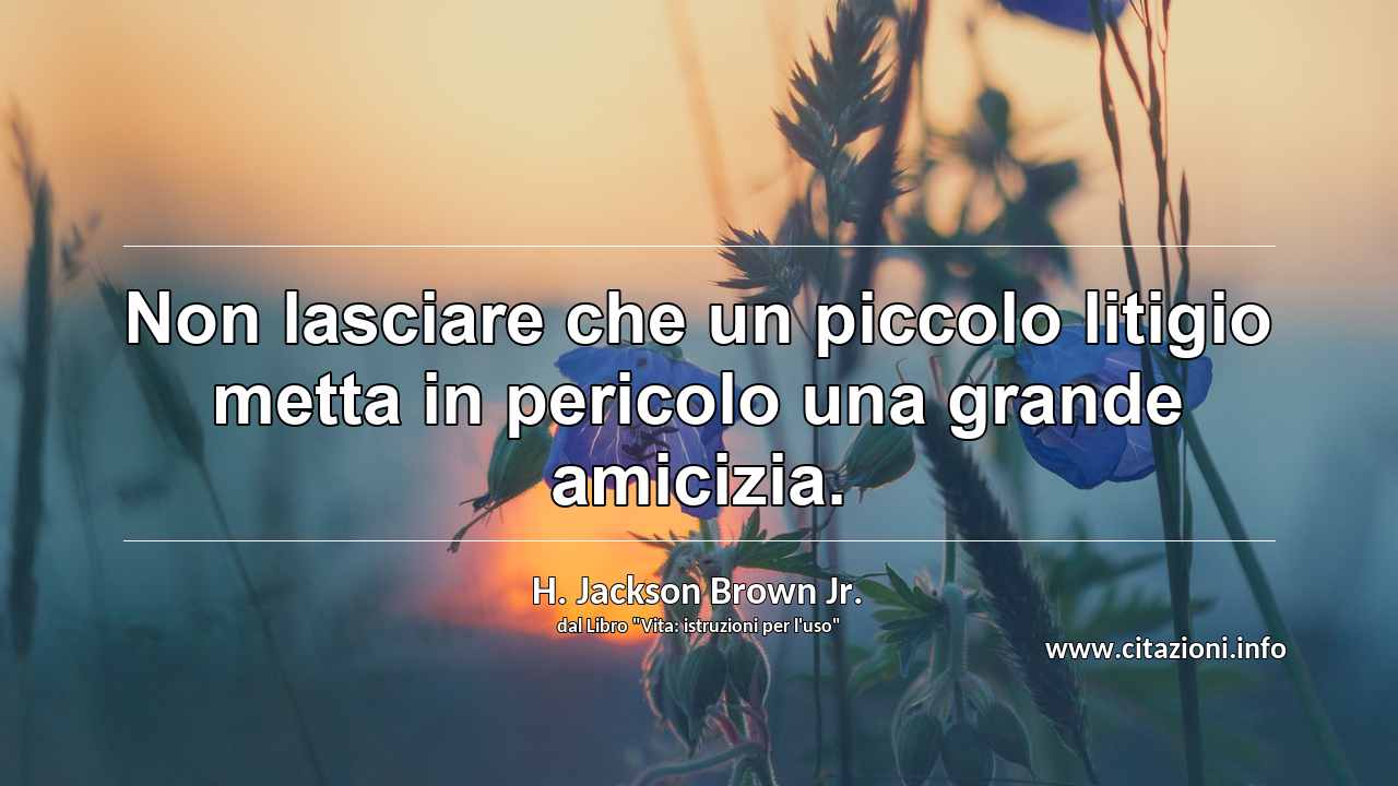 “Non lasciare che un piccolo litigio metta in pericolo una grande amicizia.”
