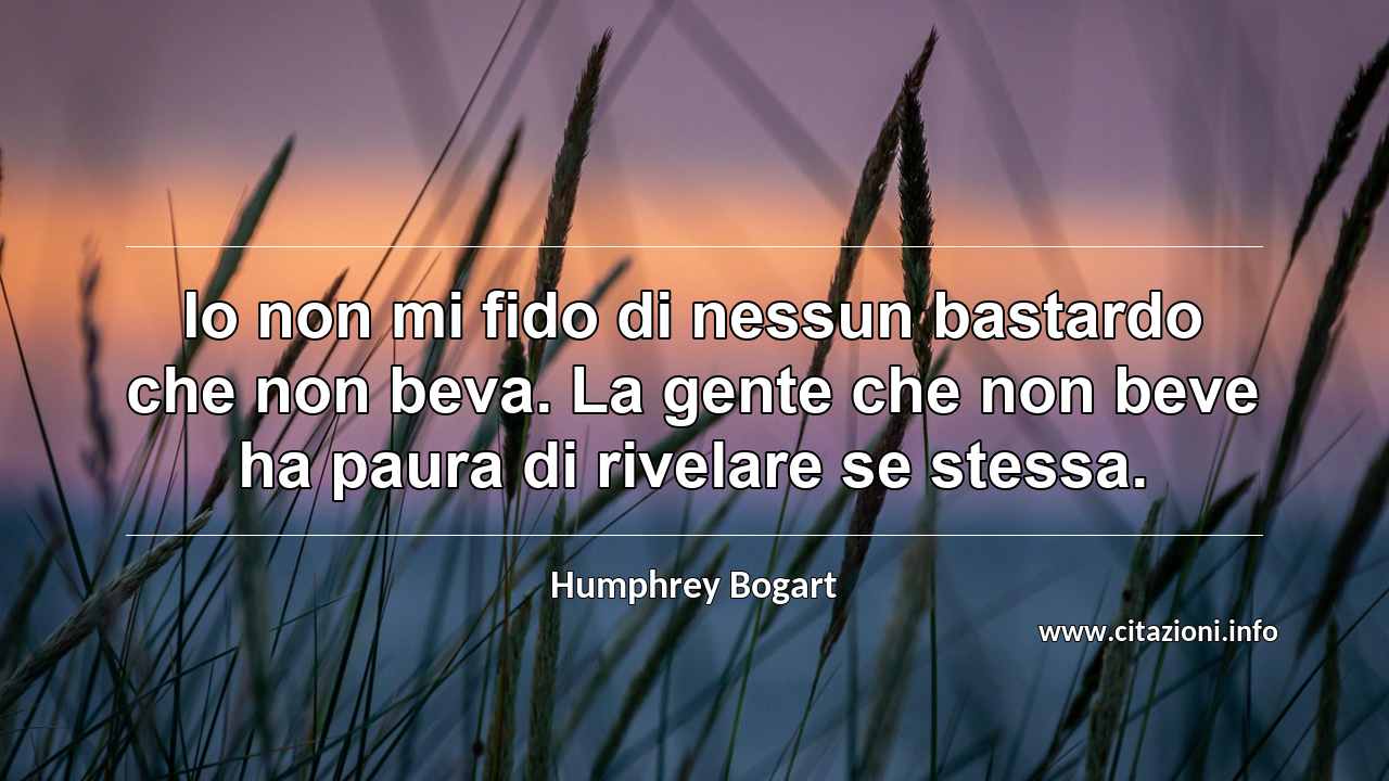 “Io non mi fido di nessun bastardo che non beva. La gente che non beve ha paura di rivelare se stessa.”