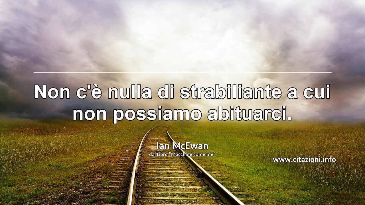 “Non c'è nulla di strabiliante a cui non possiamo abituarci.”