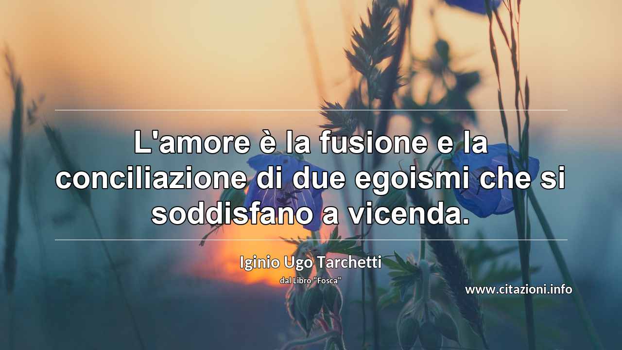 “L'amore è la fusione e la conciliazione di due egoismi che si soddisfano a vicenda.”