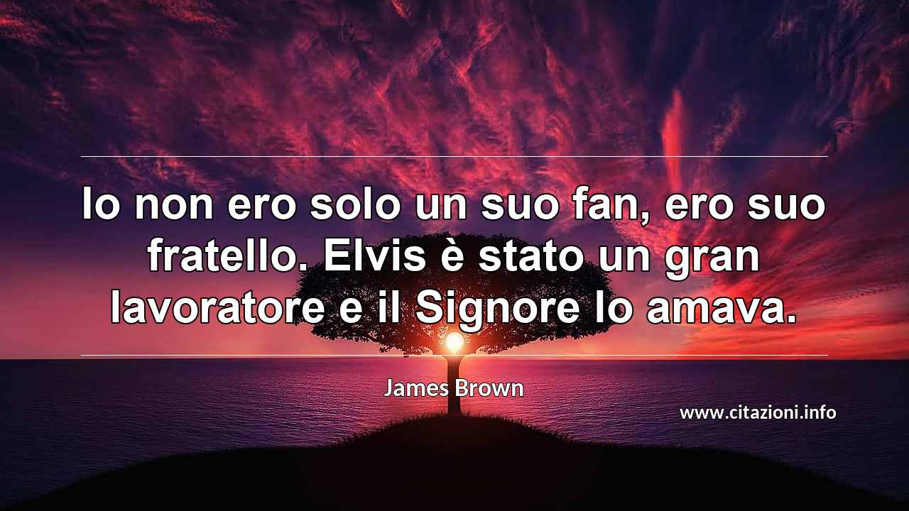 “Io non ero solo un suo fan, ero suo fratello. Elvis è stato un gran lavoratore e il Signore lo amava.”