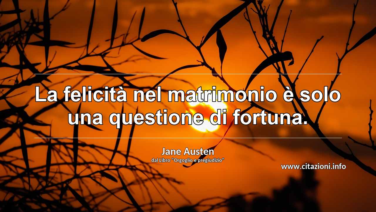 “La felicità nel matrimonio è solo una questione di fortuna.”