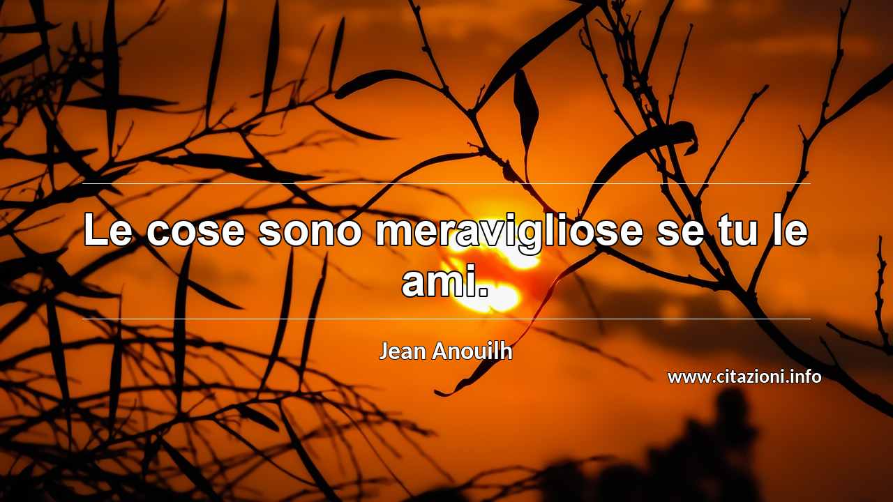 “Le cose sono meravigliose se tu le ami.”