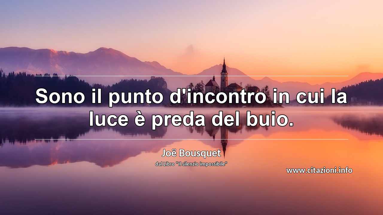 “Sono il punto d'incontro in cui la luce è preda del buio.”