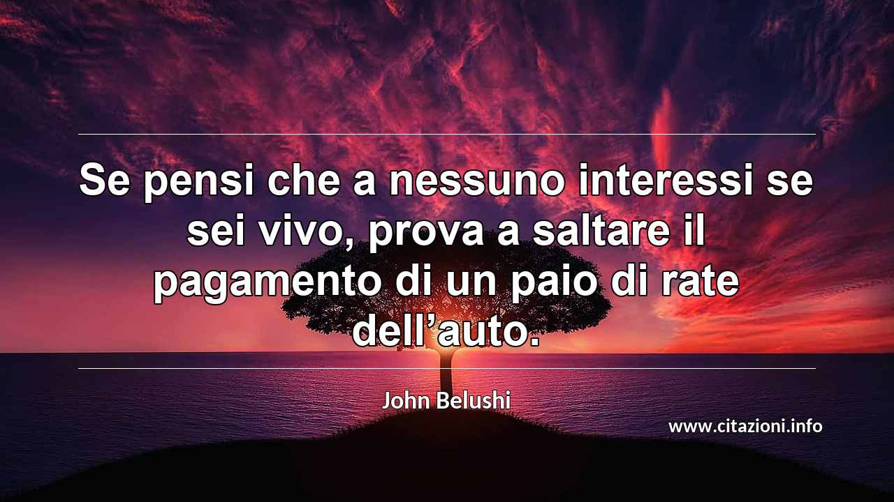 “Se pensi che a nessuno interessi se sei vivo, prova a saltare il pagamento di un paio di rate dell’auto.”
