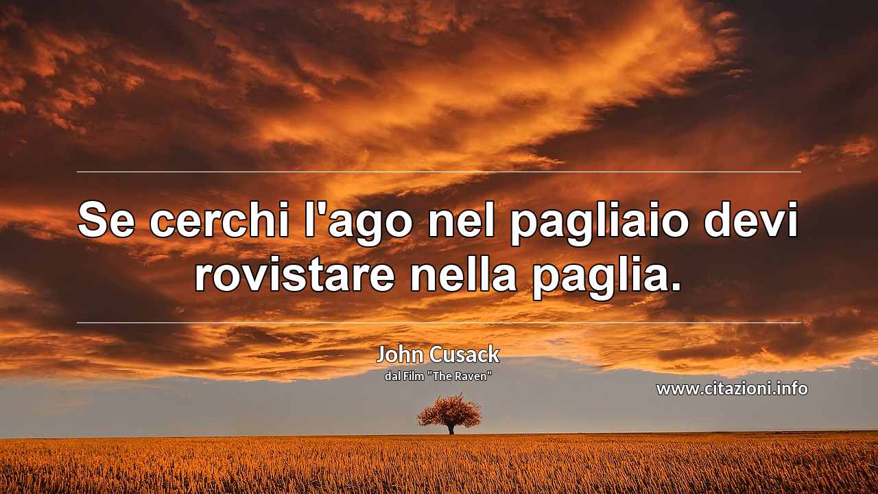 “Se cerchi l'ago nel pagliaio devi rovistare nella paglia.”