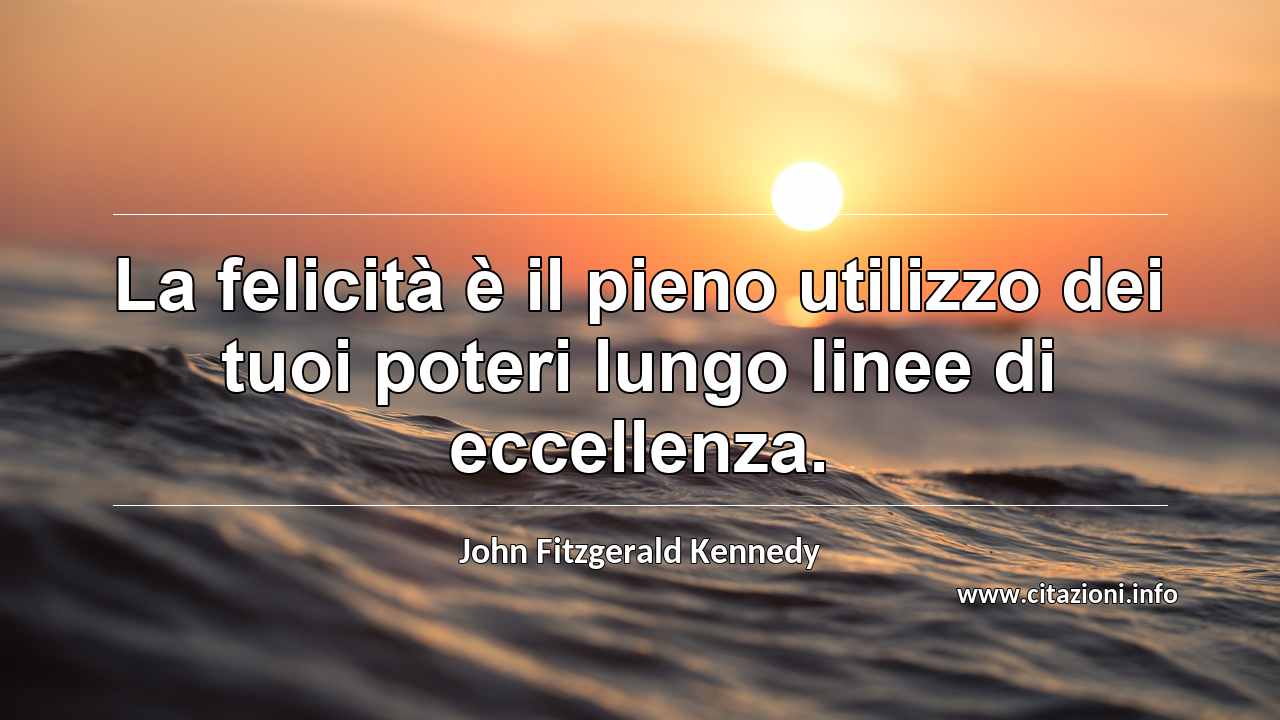 “La felicità è il pieno utilizzo dei tuoi poteri lungo linee di eccellenza.”