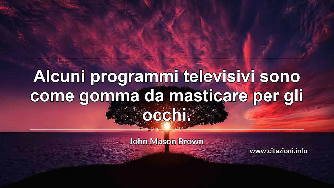 “Alcuni programmi televisivi sono come gomma da masticare per gli occhi.”
