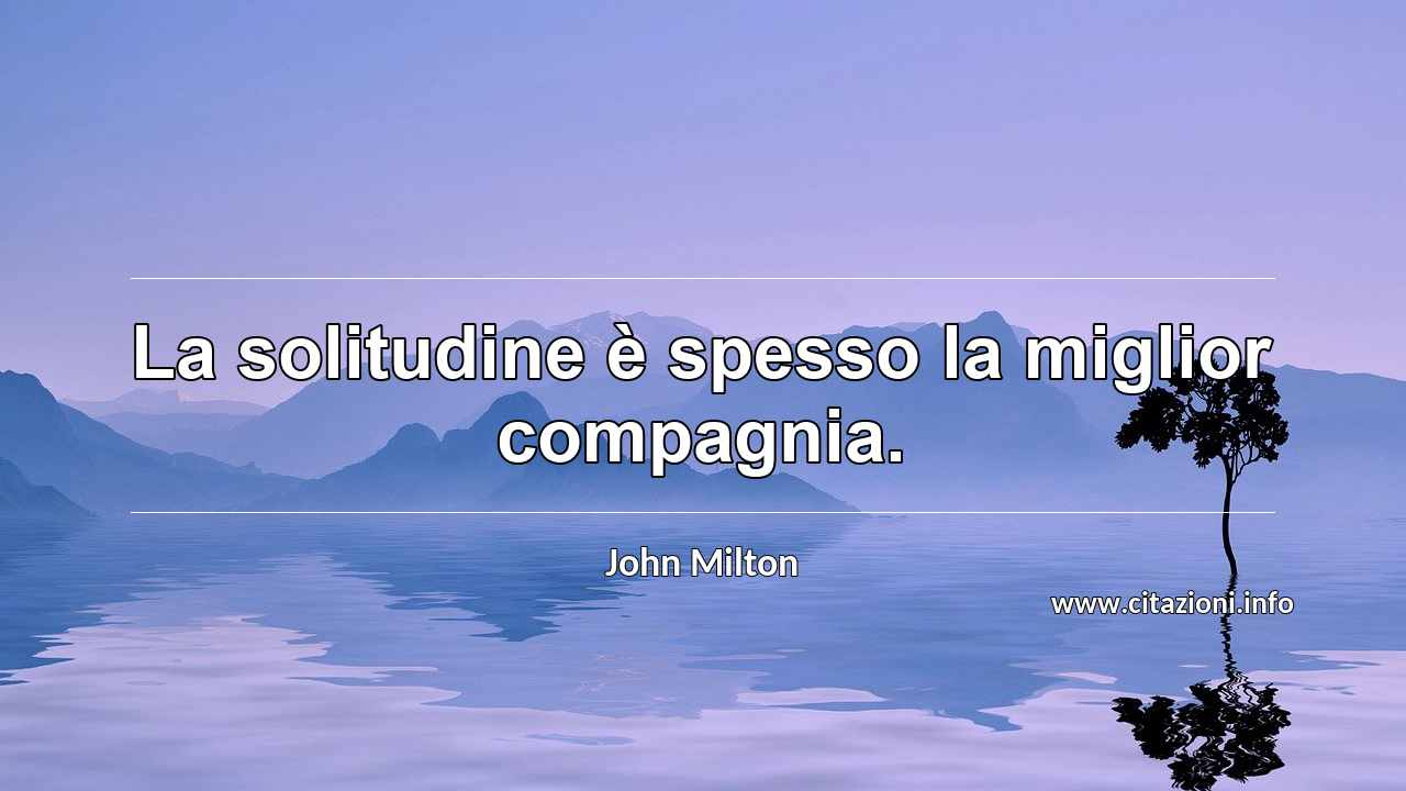 “La solitudine è spesso la miglior compagnia.”