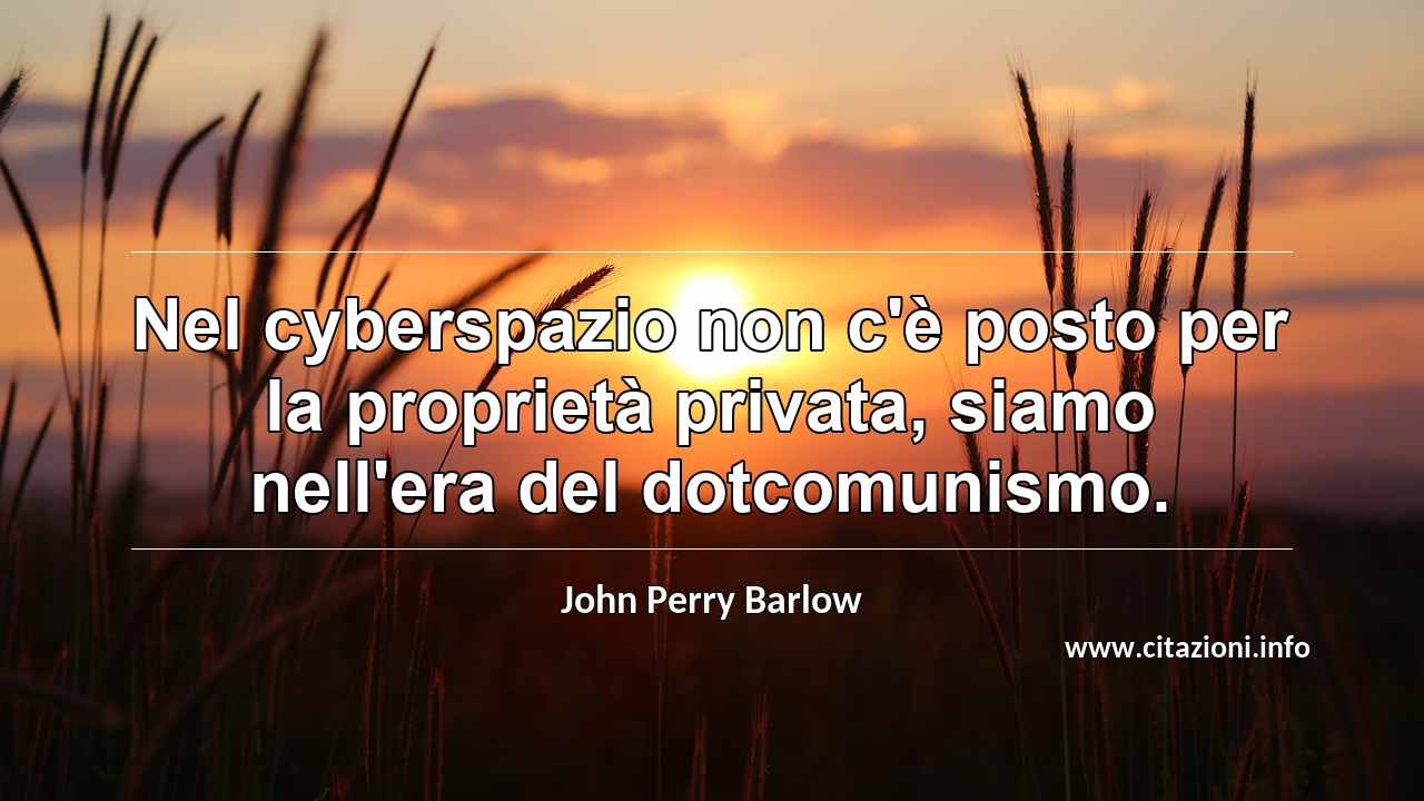 “Nel cyberspazio non c'è posto per la proprietà privata, siamo nell'era del dotcomunismo.”