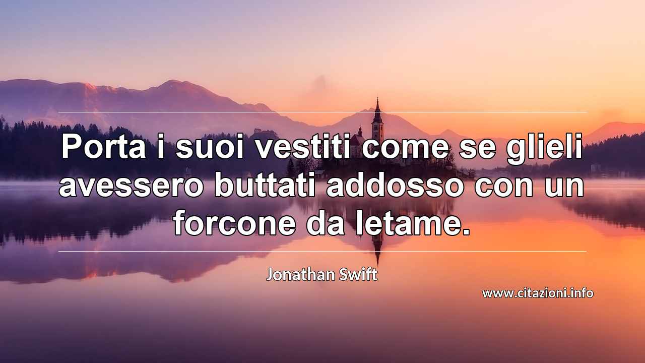“Porta i suoi vestiti come se glieli avessero buttati addosso con un forcone da letame.”
