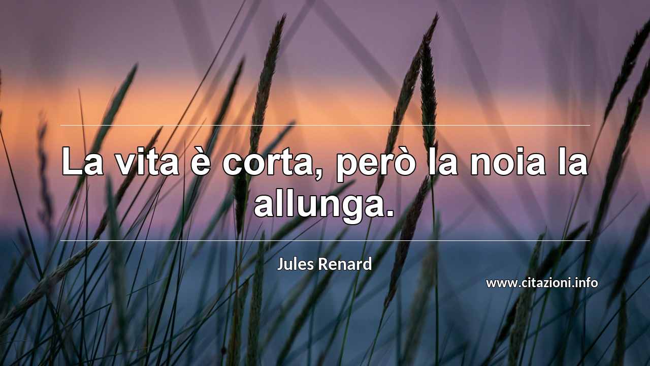 “La vita è corta, però la noia la allunga.”