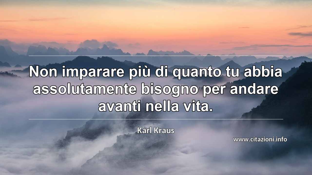 “Non imparare più di quanto tu abbia assolutamente bisogno per andare avanti nella vita.”