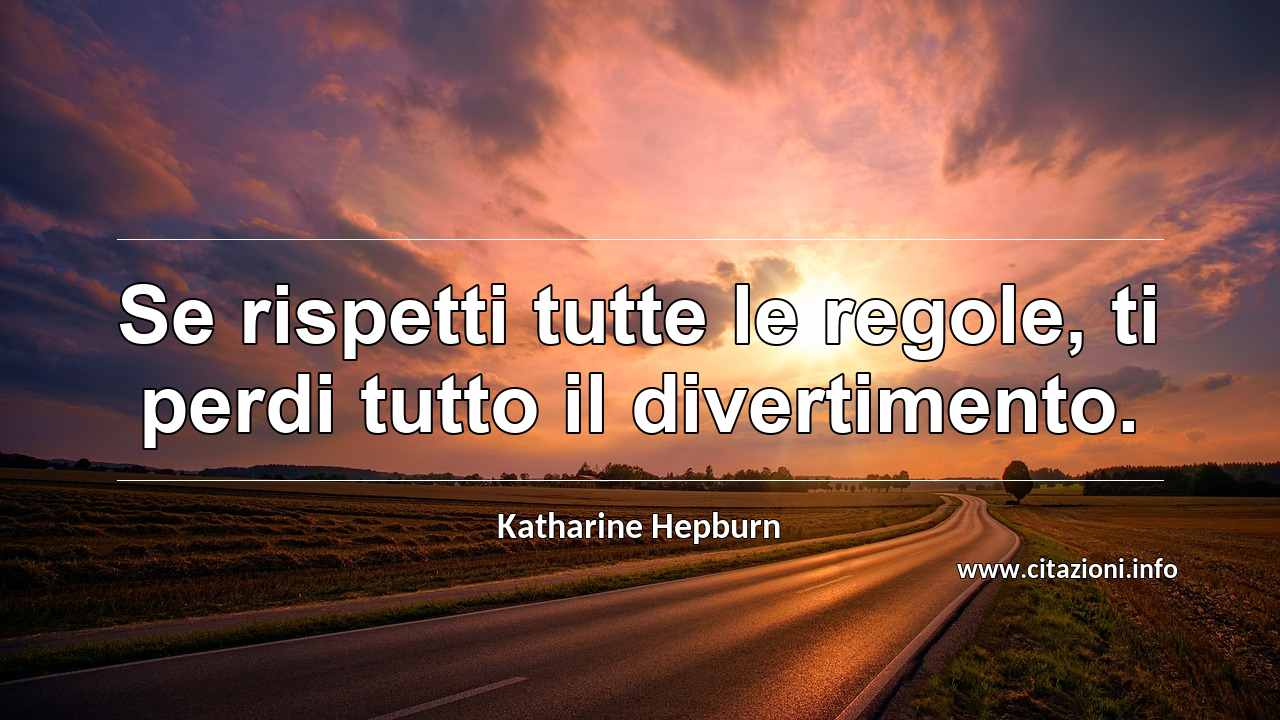 “Se rispetti tutte le regole, ti perdi tutto il divertimento.”