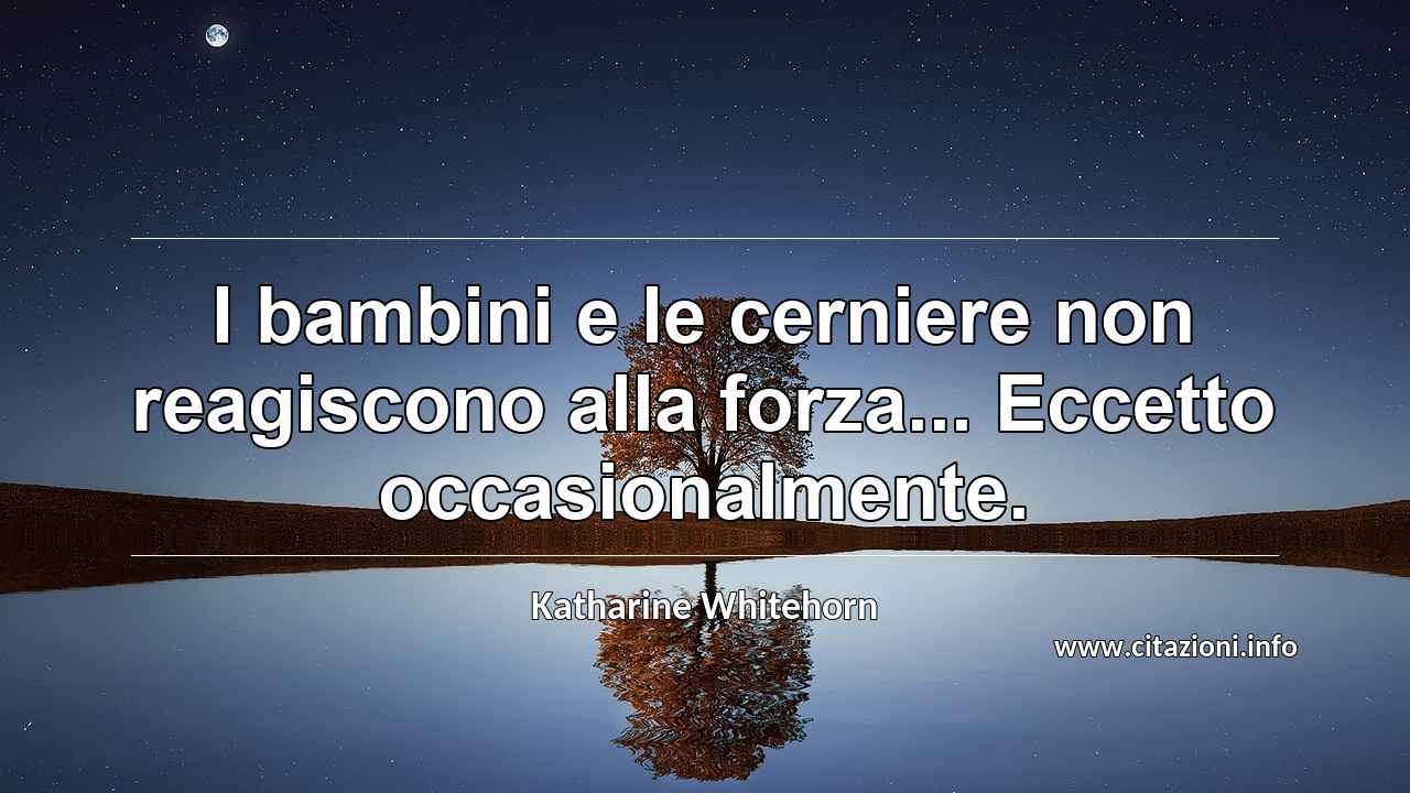 “I bambini e le cerniere non reagiscono alla forza... Eccetto occasionalmente.”