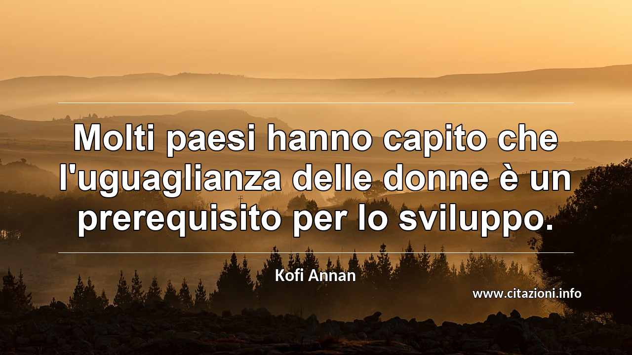 “Molti paesi hanno capito che l'uguaglianza delle donne è un prerequisito per lo sviluppo.”