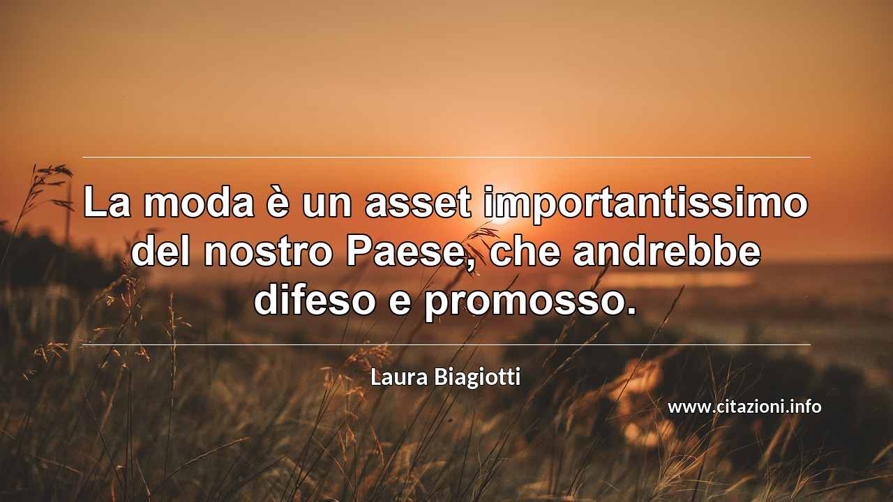“La moda è un asset importantissimo del nostro Paese, che andrebbe difeso e promosso.”