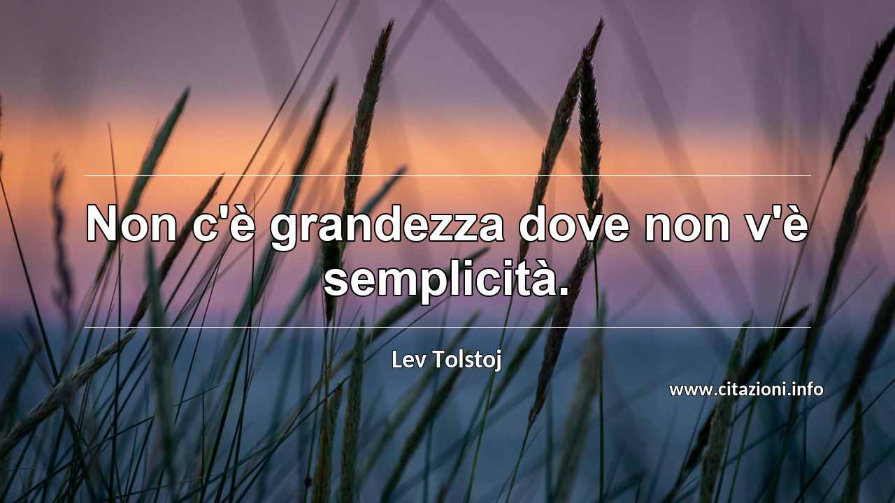 “Non c'è grandezza dove non v'è semplicità.”