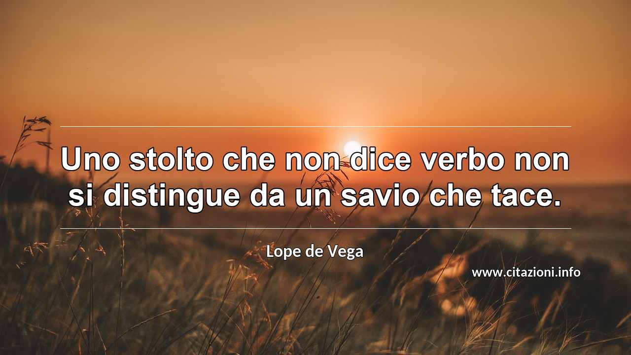 “Uno stolto che non dice verbo non si distingue da un savio che tace.”