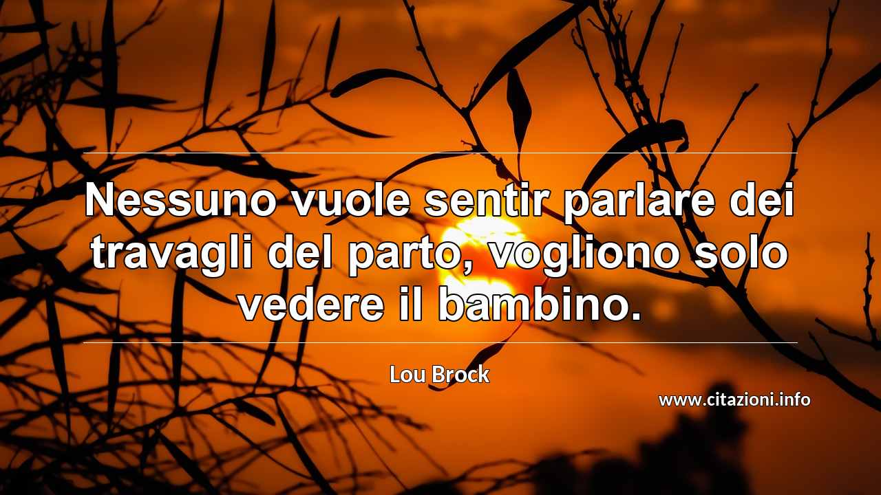“Nessuno vuole sentir parlare dei travagli del parto, vogliono solo vedere il bambino.”