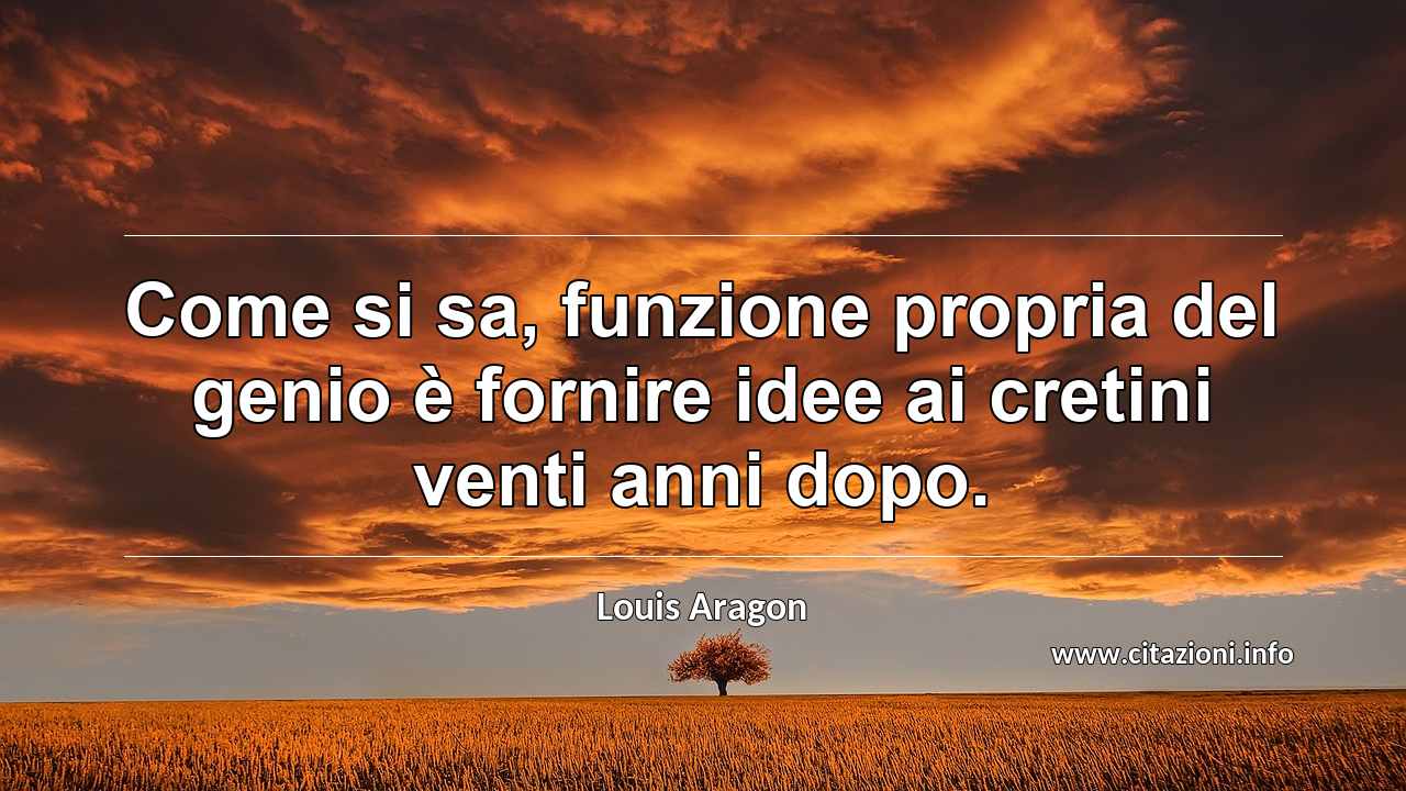 “Come si sa, funzione propria del genio è fornire idee ai cretini venti anni dopo.”