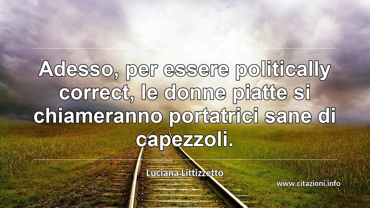 “Adesso, per essere politically correct, le donne piatte si chiameranno portatrici sane di capezzoli.”